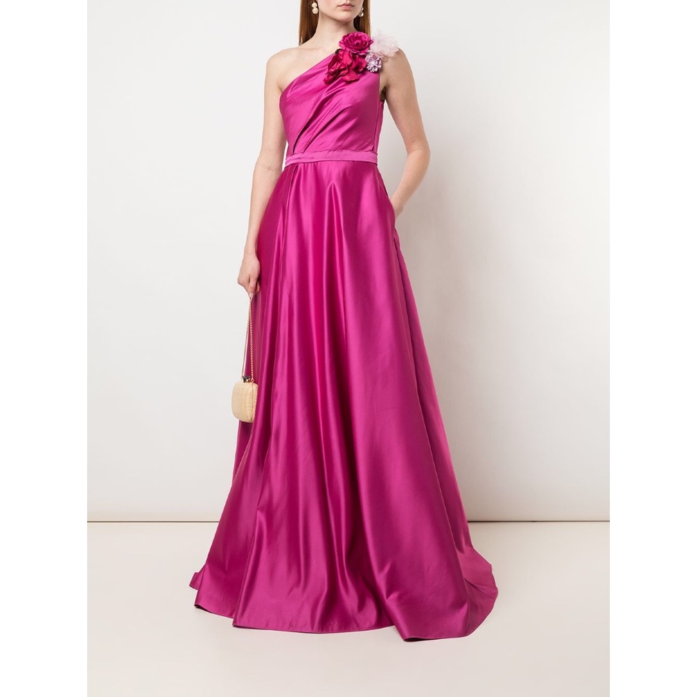 NEW Marchesa Notte Duchess One Shoulder Flower Gown Size 6